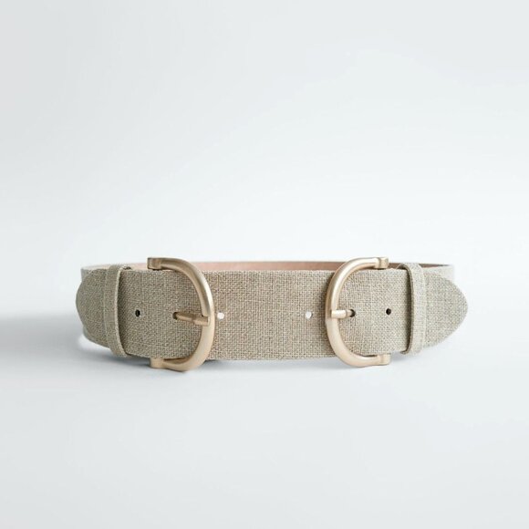 Zara Double Buckle Linen Belt - Picture 1 of 4